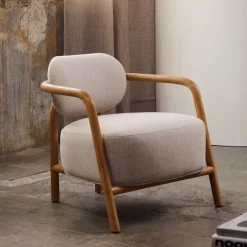 Outlet Kave Home Fauteuil Melqui Eikenhout, kleur Beige