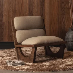 WOOOD Fauteuil Opulent Bouclé en Acaciahout Naturel