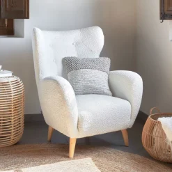 Clearance Kave Home Fauteuil Patio Bouclé, kleur Wit
