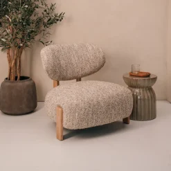 Clearance Eleonora Fauteuil Reza Bouclé en naturel eikenhout