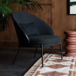 Best Dutchbone Fauteuil Rodin Essenhout en bouclé, kleur Zwart