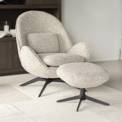 Hot Eleonora Fauteuil Ryan Met hocker, Bouclé