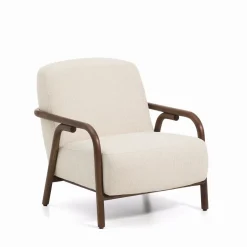 Outlet Kave Home Fauteuil Sylo Chenille en walnoot