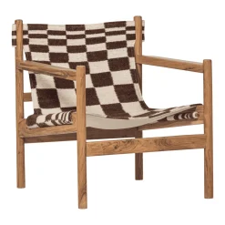 Discount WOOOD Fauteuil Zano Kelim stof en acaciahout Bruin