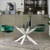 Sale Kave Home Glazen eettafel Argo met wit onderstel, 160 x 90cm