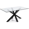 Online Kave Home Glazen Eettafel Argo Zwart/Glas