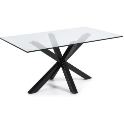 Online Kave Home Glazen Eettafel Argo Zwart/Glas