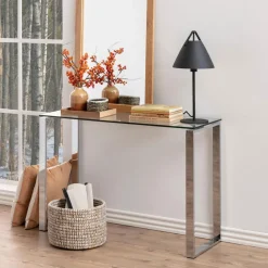 Best Bendt Glazen Sidetable Lone Chroom, 110cm