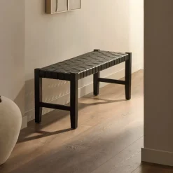 Outlet Kave Home Halbank Calixta Hout en leder, 120cm