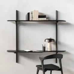 New Ethnicraft Hangend Bureau PI Gevernist Mahoniehout, 140 x 48cm Donkerbruin