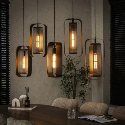 New LifestyleFurn Hanglamp Allyse 5-lamps, kleur Artic zwart