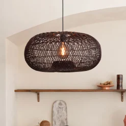 Outlet GOOD&MOJO Hanglamp Arizona Bamboe, kleur Burgundy