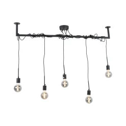 Urban Interiors Hanglamp Bar 5-lamps, kleur Zwart