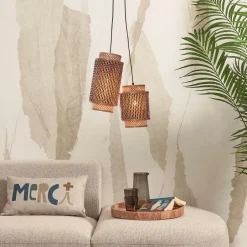 GOOD&MOJO Hanglamp Bhutan 2-lamps, Bamboe, kleur Naturel