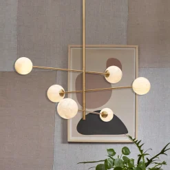 it's about RoMi Hanglamp Carrara 6-lamps, Marmerlook, kleur Wit