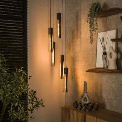 Outlet LifestyleFurn Hanglamp Charnelle 5-lamps, Artic Black Artic zwart