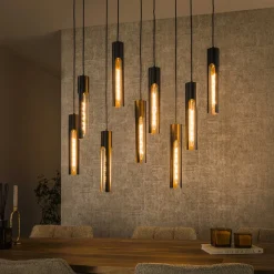 Hot LifestyleFurn Hanglamp Charnelle 5+4-lamps, Artic Black Artic zwart