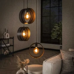 Clearance LifestyleFurn Hanglamp Dalvin finish, 3-lamps Charcoal