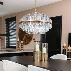Outlet Richmond Interiors Hanglamp Desire Crystal Brushed gold