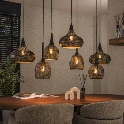 Clearance LifestyleFurn Hanglamp Henson Artic black, 4+3-lamps Artic zwart