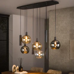 Hot LifestyleFurn Hanglamp Janetta Glas en metaal, 5+4-lamps