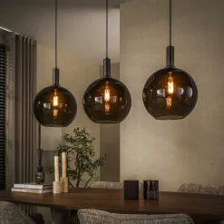 Outlet LifestyleFurn Hanglamp Janetta Glas, 3-lamps, kleur Sienna Bruin
