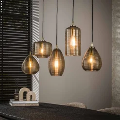 Clearance LifestyleFurn Hanglamp Kirin Glas, 5-lamps Smoke bruin glas