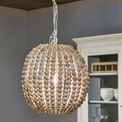 Clearance Rivièra Maison Hanglamp Lattea Mangohouten kralen, 44cm Naturel
