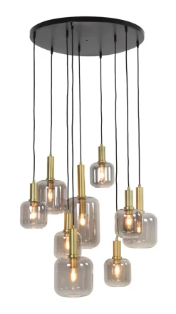Sale Light & Living Hanglamp Lekar 9-Lamps, kleur Antiek Brons/Smoke