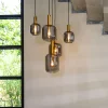 Outlet Light & Living Hanglamp Lekar 5-Lamps, kleur Antiek Brons/Smoke