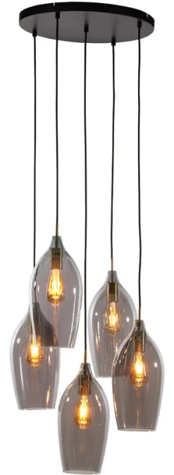 Hot Light & Living Hanglamp Lukaro kleur Smoke/Antiek Brons