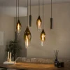 LifestyleFurn Hanglamp Luvia Glas, 4+3-lamps, kleur Sienna Bruin