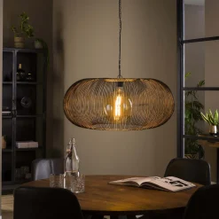 Discount LifestyleFurn Hanglamp Mallory Metaal, Ø70cm Zwart nikkel