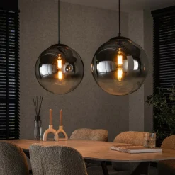 Sale LifestyleFurn Hanglamp Nida Glas, 2-lamps Artic zwart