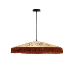 Hot Kave Home Hanglamp Pollensa Raffia, 75cm, kleur naturel / terracotta