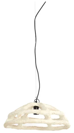 Outlet Light & Living Hanglamp Porila Papier maché Cru00e8me