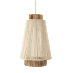 Clearance By-Boo Hanglamp Rae Katoen en zeegras, 35cm Wit