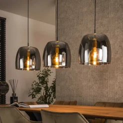 Outlet LifestyleFurn Hanglamp Rift glas, 3-lamps Smoke