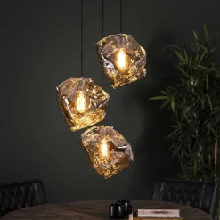 Online LifestyleFurn Hanglamp Rock 3-lamps Chromed glas