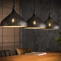 Best LifestyleFurn Hanglamp Romola 3-lamps 56 - Zwart bruin (56)