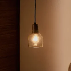 Outlet Kave Home Hanglamp Silex Notenhout en glas, 13cm Grijs