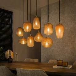 LifestyleFurn Hanglamp Tamecka 9-lamps, kleur Amber