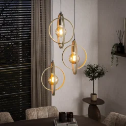 Discount LifestyleFurn Hanglamp Tricia 3-lamps getrapt, kleur Beige