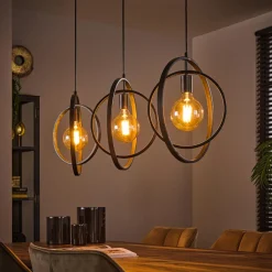 LifestyleFurn Hanglamp Tricia 3-lamps, kleur Charcoal