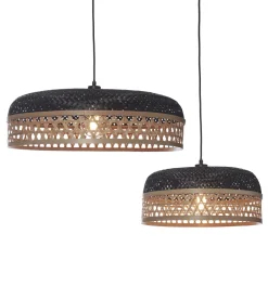 Outlet GOOD&MOJO Hanglamp Ubud 2-lamps, Bamboe Zwart/Naturel