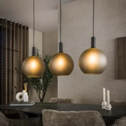 Sale LifestyleFurn Hanglamp Vashon Gezandstraald glas, 3-lamps