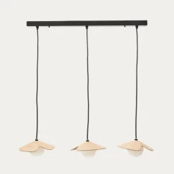 Online Kave Home Hanglamp Wilara Eiken en glas, 3-lamps