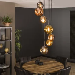 Clearance LifestyleFurn Hanglamp Yair 7-lamps Getrapt, kleur Oud Zilver