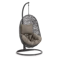 Sale Kave Home Hangstoel Florina Met standaard, kleur Antraciet Donkergrijs