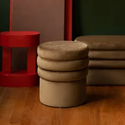 Sale Dutchbone Hocker Aditi Velvet, 40cm Bruin